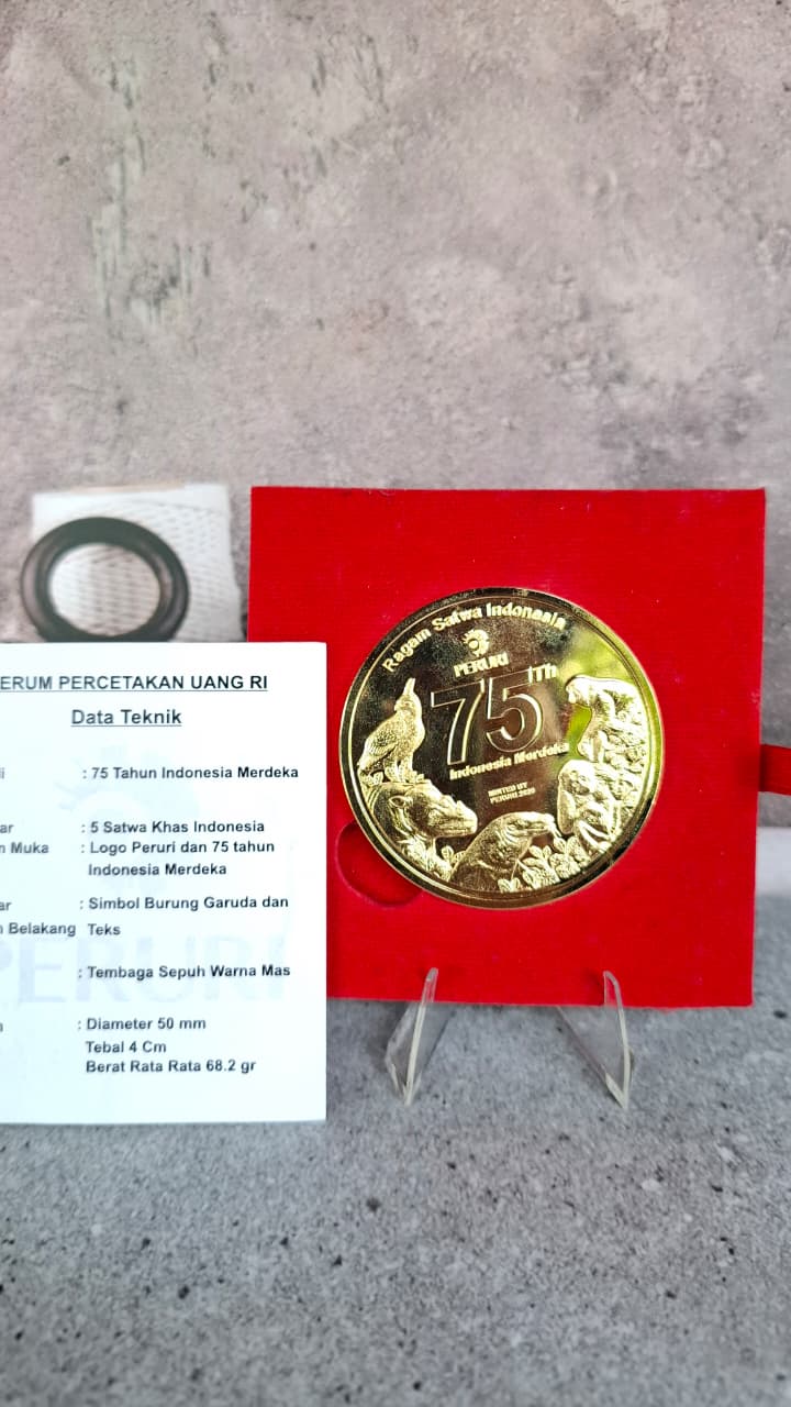 Medali Peruri 75 tahun Kemerdekaan Republik Indonesia inc Box +COA